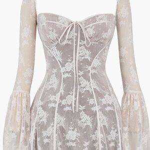 House of CB Sheer Lace Corset Chemise in Ivory